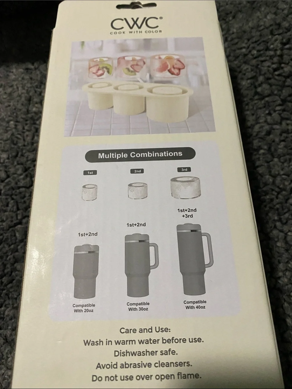CWC Tumbler Ice Mold - Cream 3-Cavity